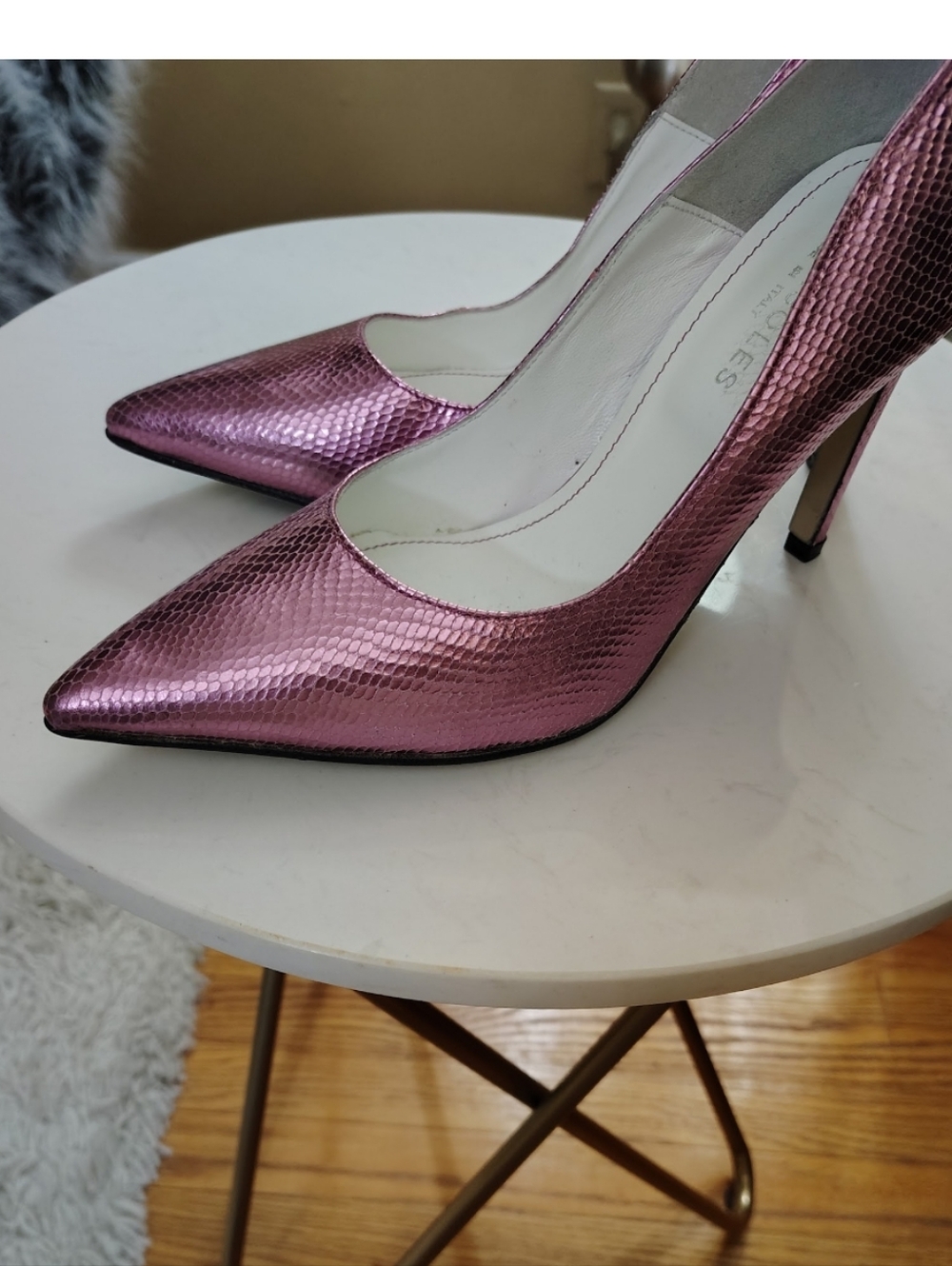 🆕⭐ Beautiisoles Pink Metallic High Heel Pumps - - Picture 6 of 14